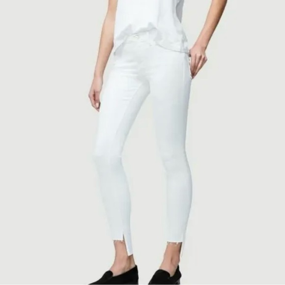 Frame Denim Le Skinny de Jeanne Raw Stagger Hem Jeans in Blanc Size 24 - Picture 1 of 12